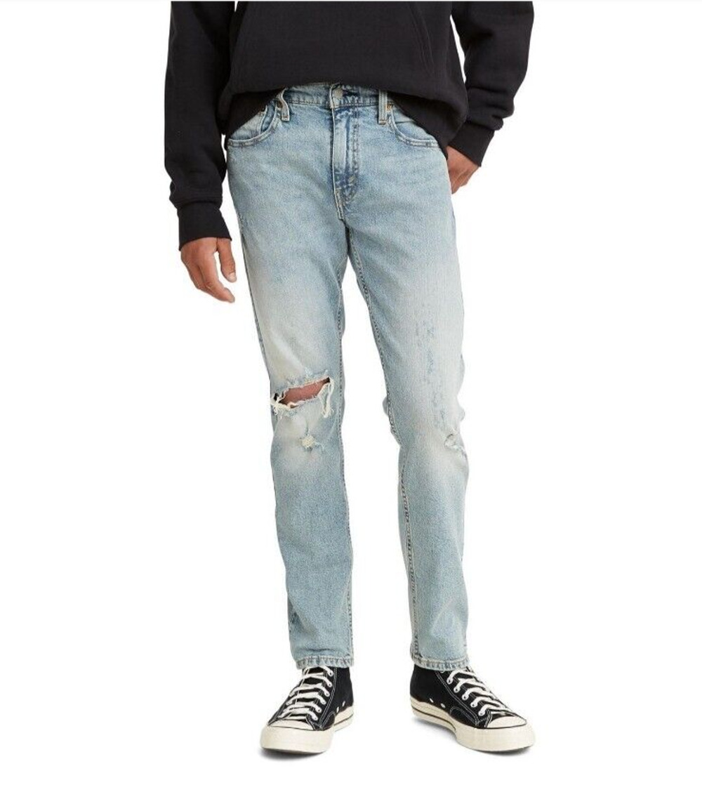 NEW Levis Mens 512 Slim Taper FIt Flex Destructed Jeans Lightwash Size 32 X 34